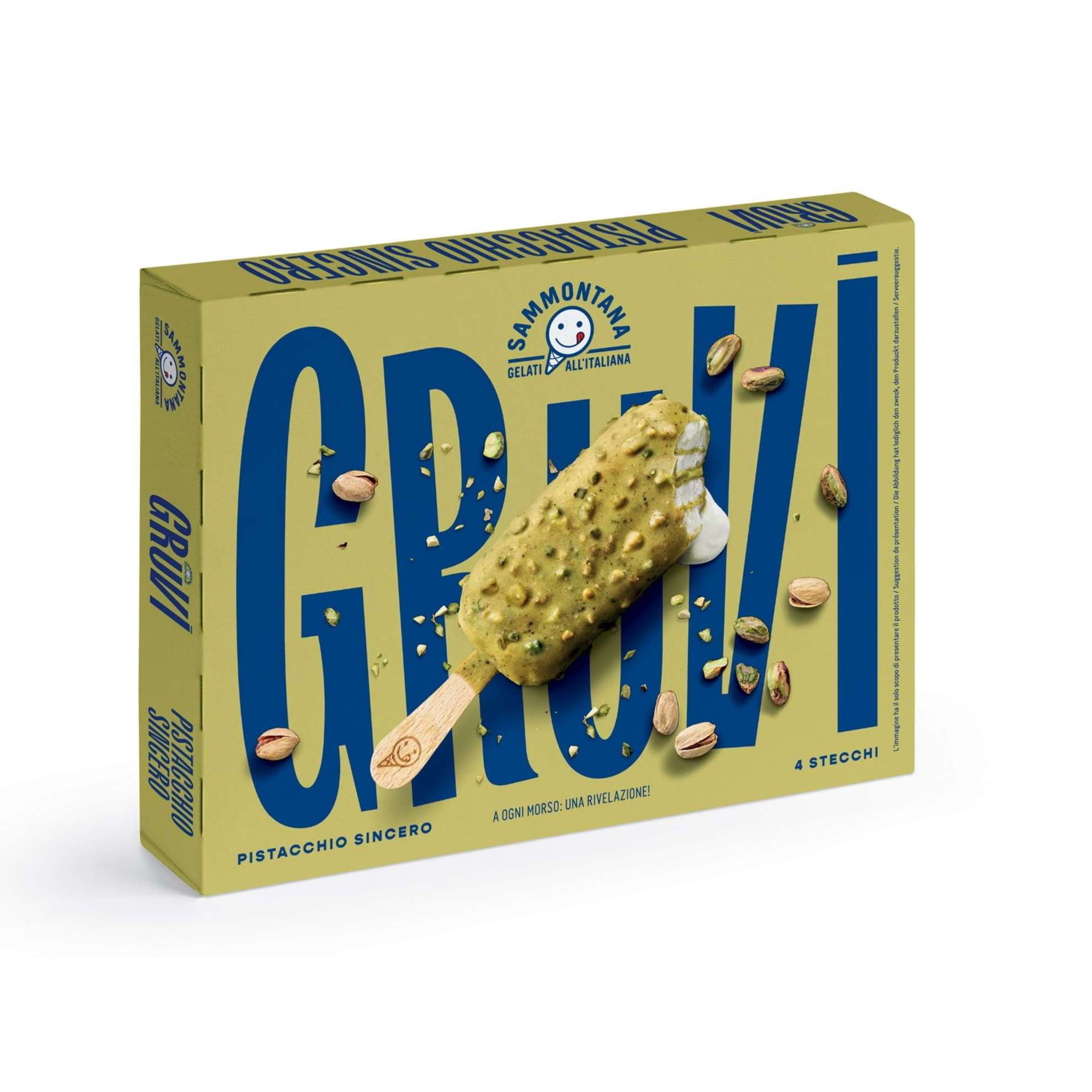 Мороженое на палочке Sammontana Gruvi Pistachio Gelato, 4 шт.
