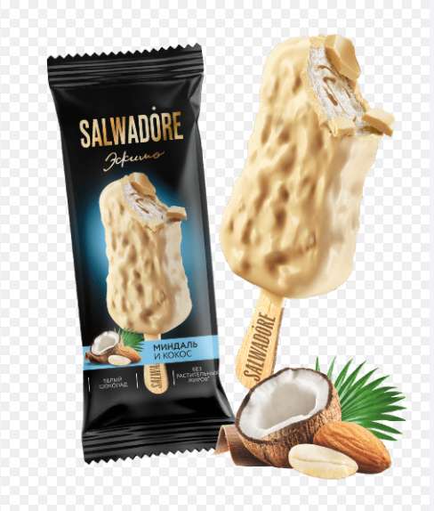Простоквашино эскимо SALWADORE кокос и миндаль 80гр (22.1)