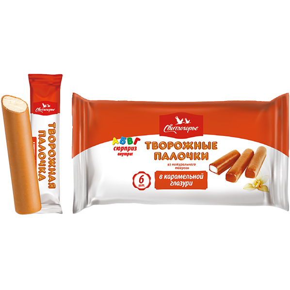 Сырок Свитлогорье Тварожные Палочки в КАРАМЕЛЬНОЙ ГЛАЗУРИ (6 штук Комплект)