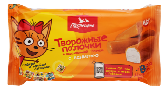 Сырок Свитлогорье ТРИ КОТА Тварожные Палочки в КАРАМЕЛЬНОЙ ГЛАЗУРИ (6 штук Комплект)