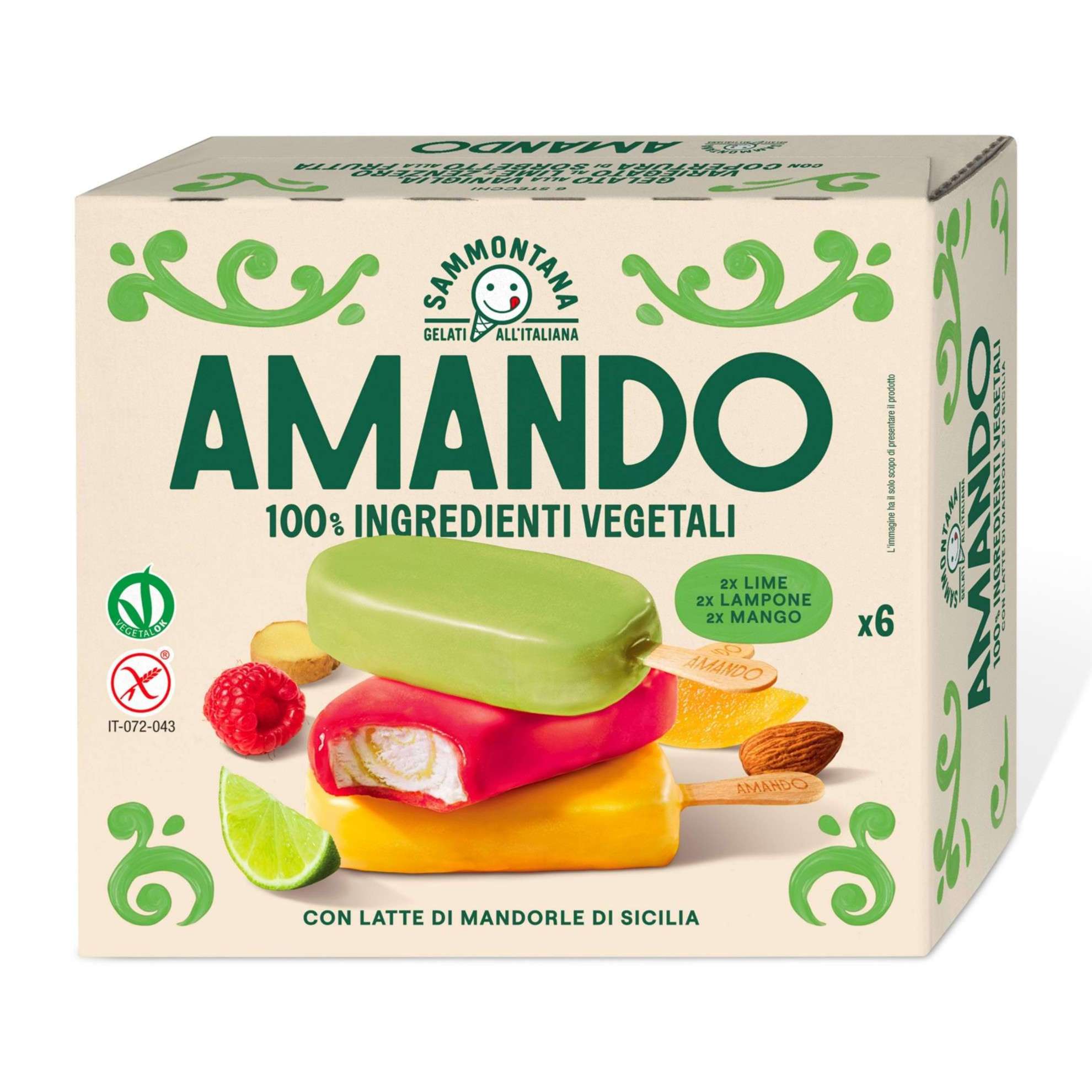 Sammontana Stecco AMANDO LIME, LAMPONE, MANGO 6х (2174)