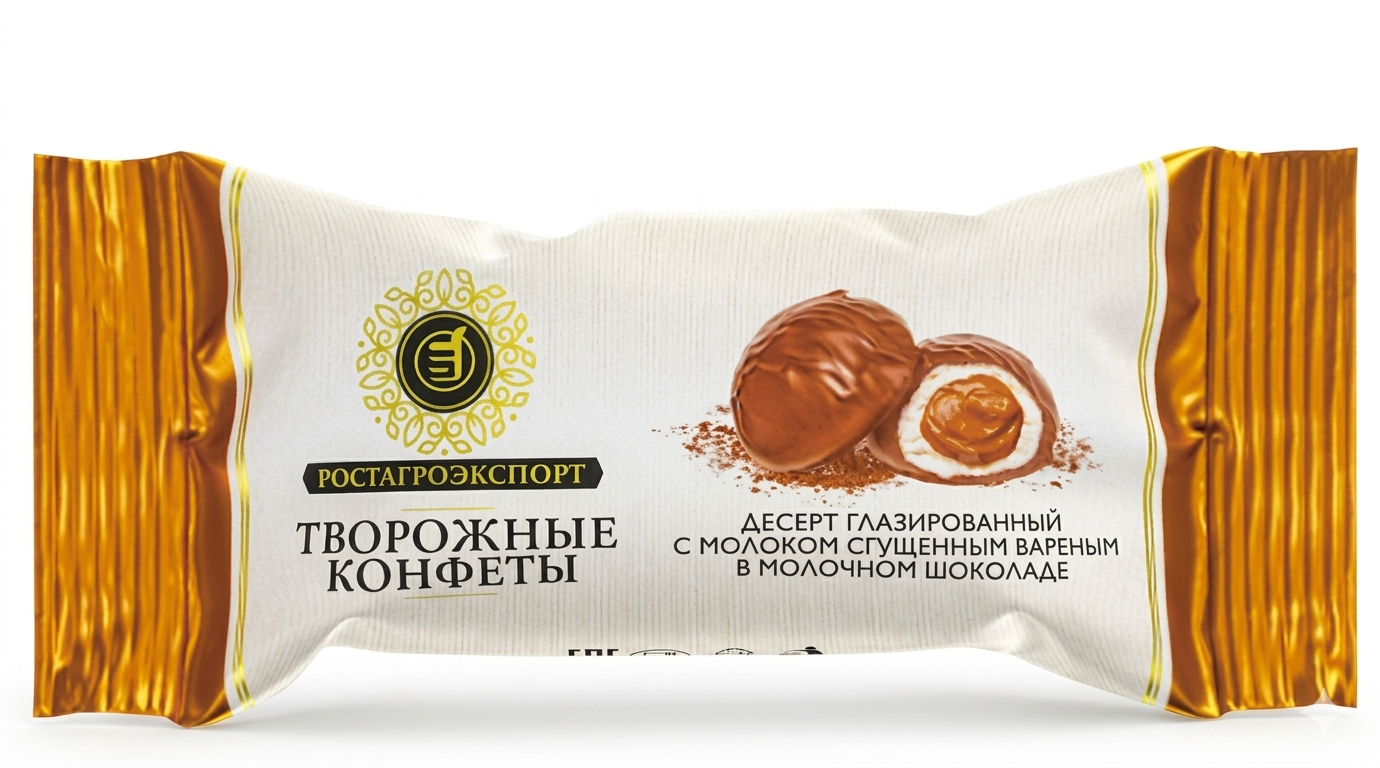 РОСТАГРОЭКСПОРТ ДЕСЕРТ глазированный с МОЛОКОМ СГУШЁННЫМ ВАРЁНЫМ в молочном шоколаде 40г