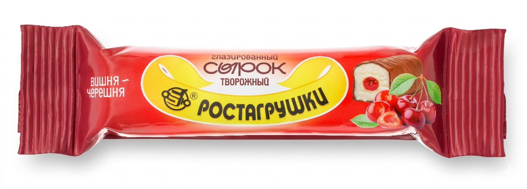 РОСТАГРУШКИ Сырок в молочной глазури с наполнителем "ВИШНЯ-ЧЕРЕШНЯ" 10% 40г