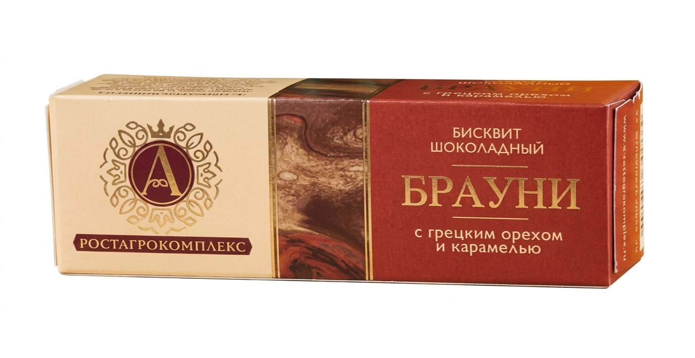 РОСТАГРОКОМПЛЕКС Бисквит БРАУНИ с грецким орехом и карамелью 40г (043)