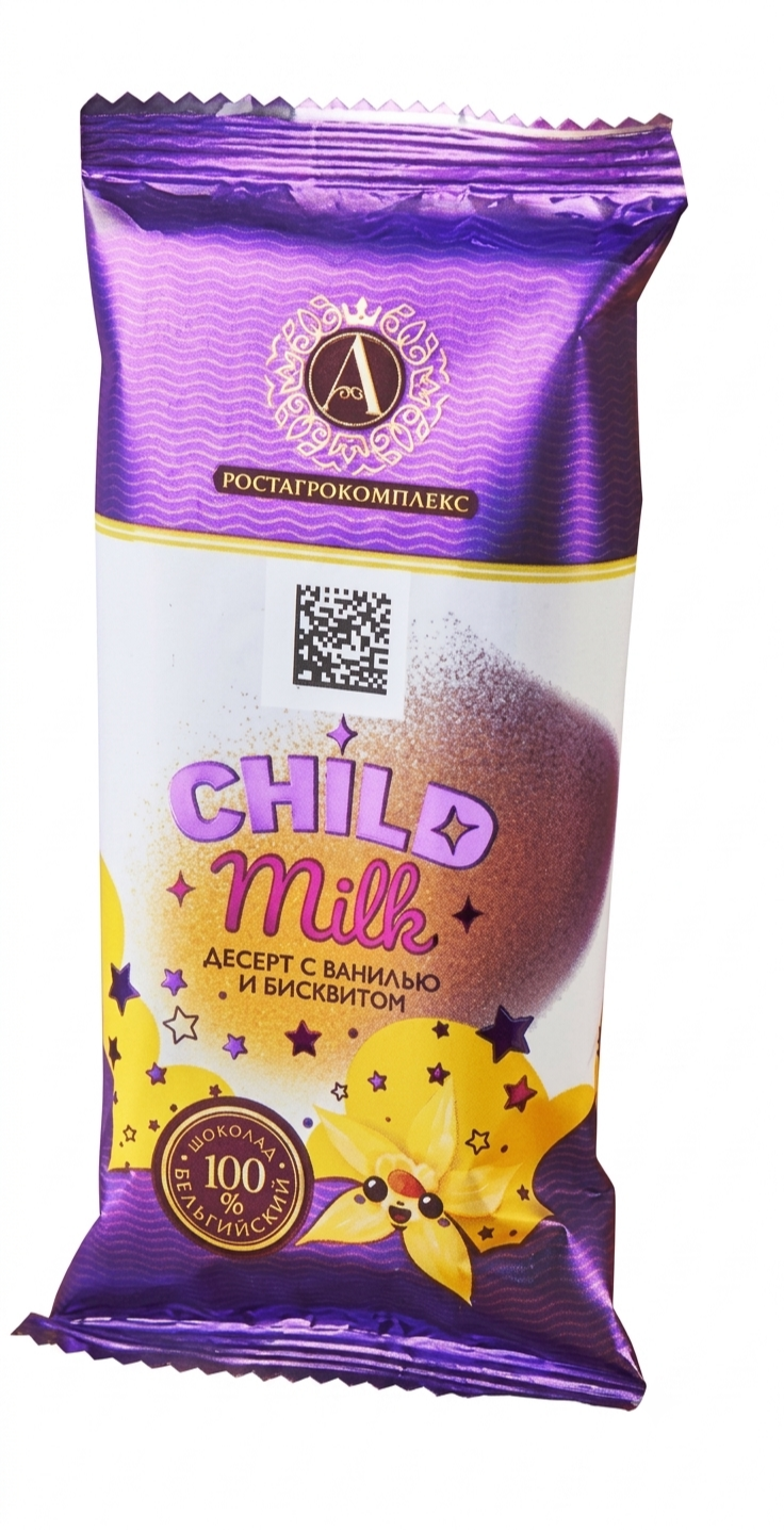 РОСТАГРОКОМПЛЕКС ДЕСЕРТ CHILD Milk с ВАНИЛЬЮ и бисквитом в молочном шоколаде 40г (223)