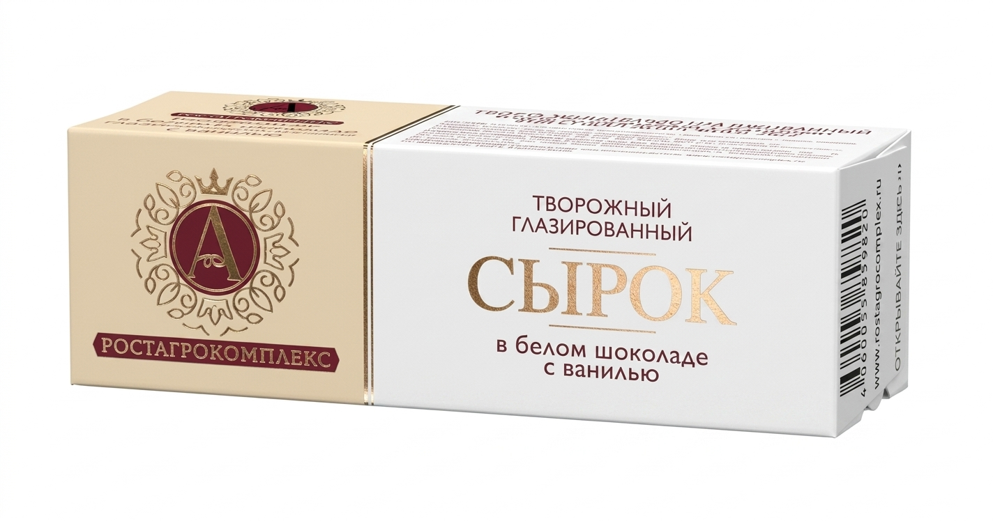 РОСТАГРОКОМПЛЕКС Сырок в БЕЛОМ ШОКОЛАДЕ с ВАНИЛЬЮ 26% 50г (824)